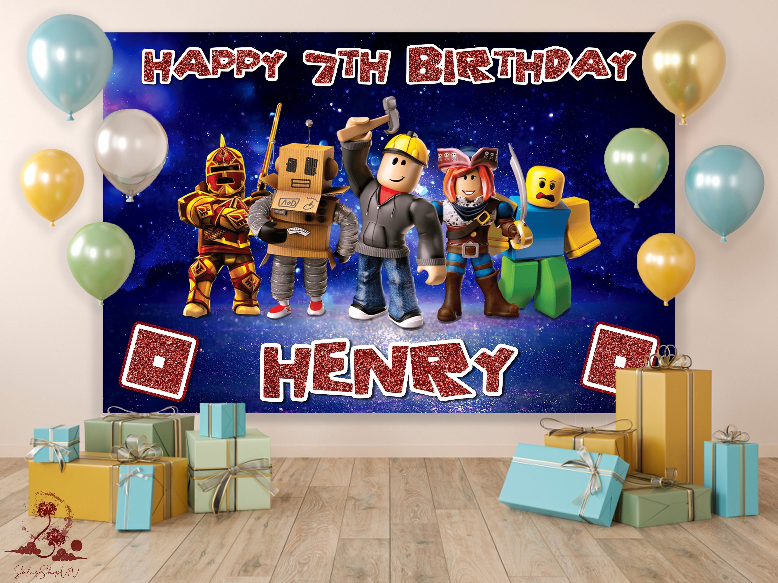 Birthday Backdrop Roblox Theme, Roblox Boy Birthday Backdrop, Roblox ...