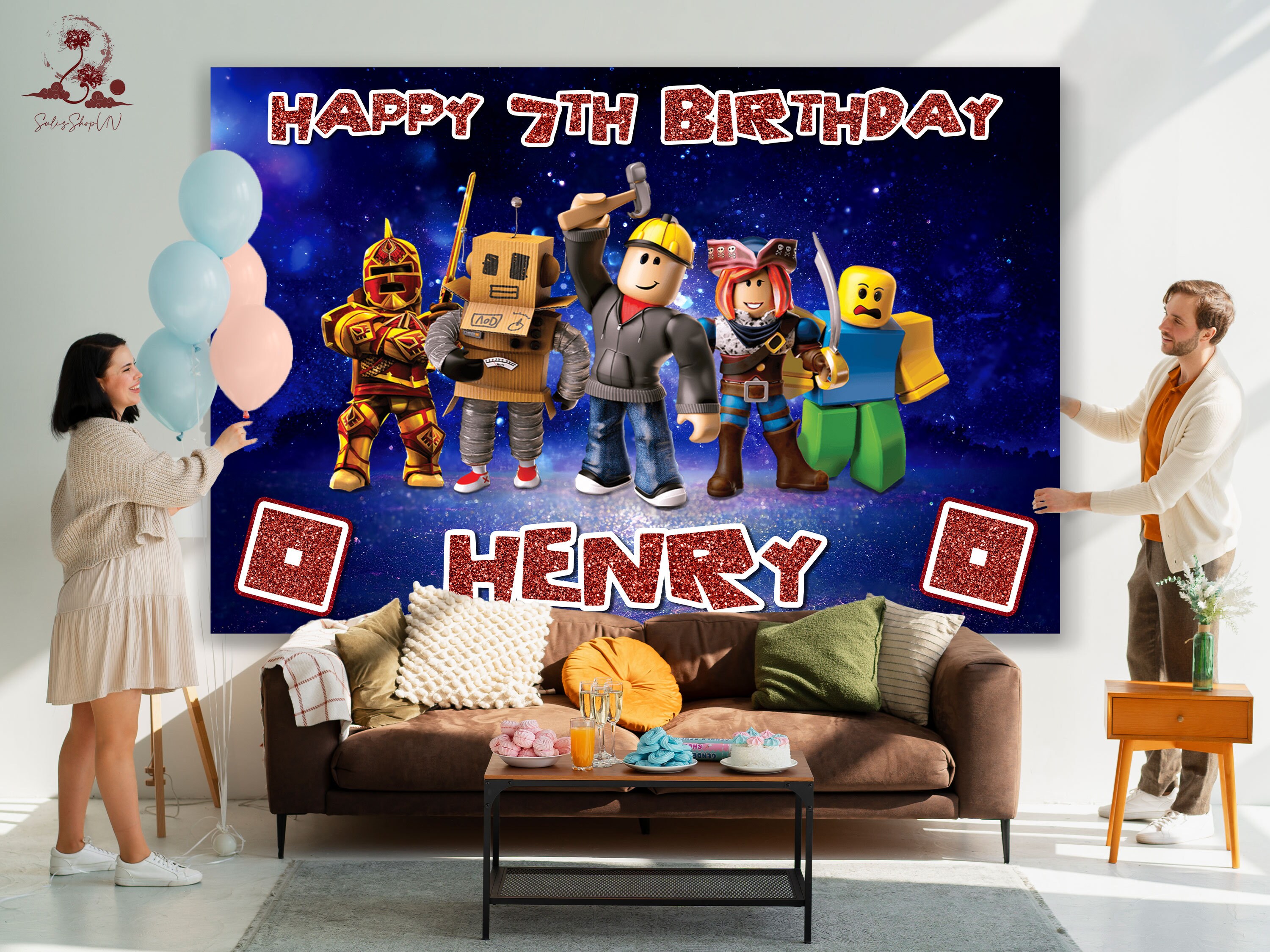 Birthday Backdrop Roblox Theme, Roblox Boy Birthday Backdrop, Roblox ...