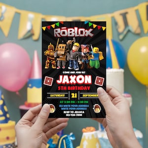 Roblox Invitation, Roblox Invite, Roblox Birthday Invitation, Roblox Boys Birthday Invitation Template, Roblox Game Party, Game Birthday