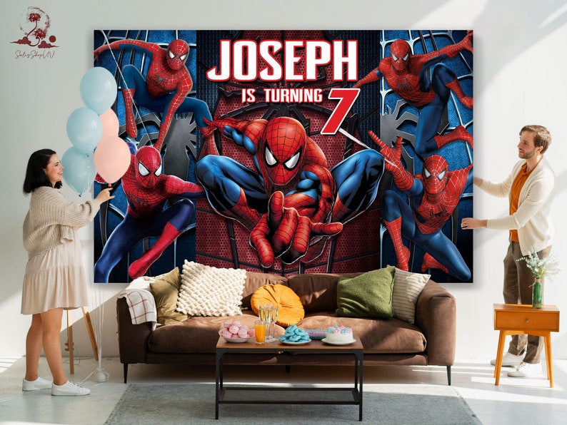 Telón de fondo de cumpleaños de Spiderman, fiesta de cumpleaños de Spiderman, decoración de fiesta de Spiderman, decoración de cumpleaños de Spiderman, decoración de fiesta de Spiderman imagen 3