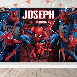 Telón de fondo de cumpleaños de Spiderman, fiesta de cumpleaños de Spiderman, decoración de fiesta de Spiderman, decoración de cumpleaños de Spiderman, decoración de fiesta de Spiderman imagen 4