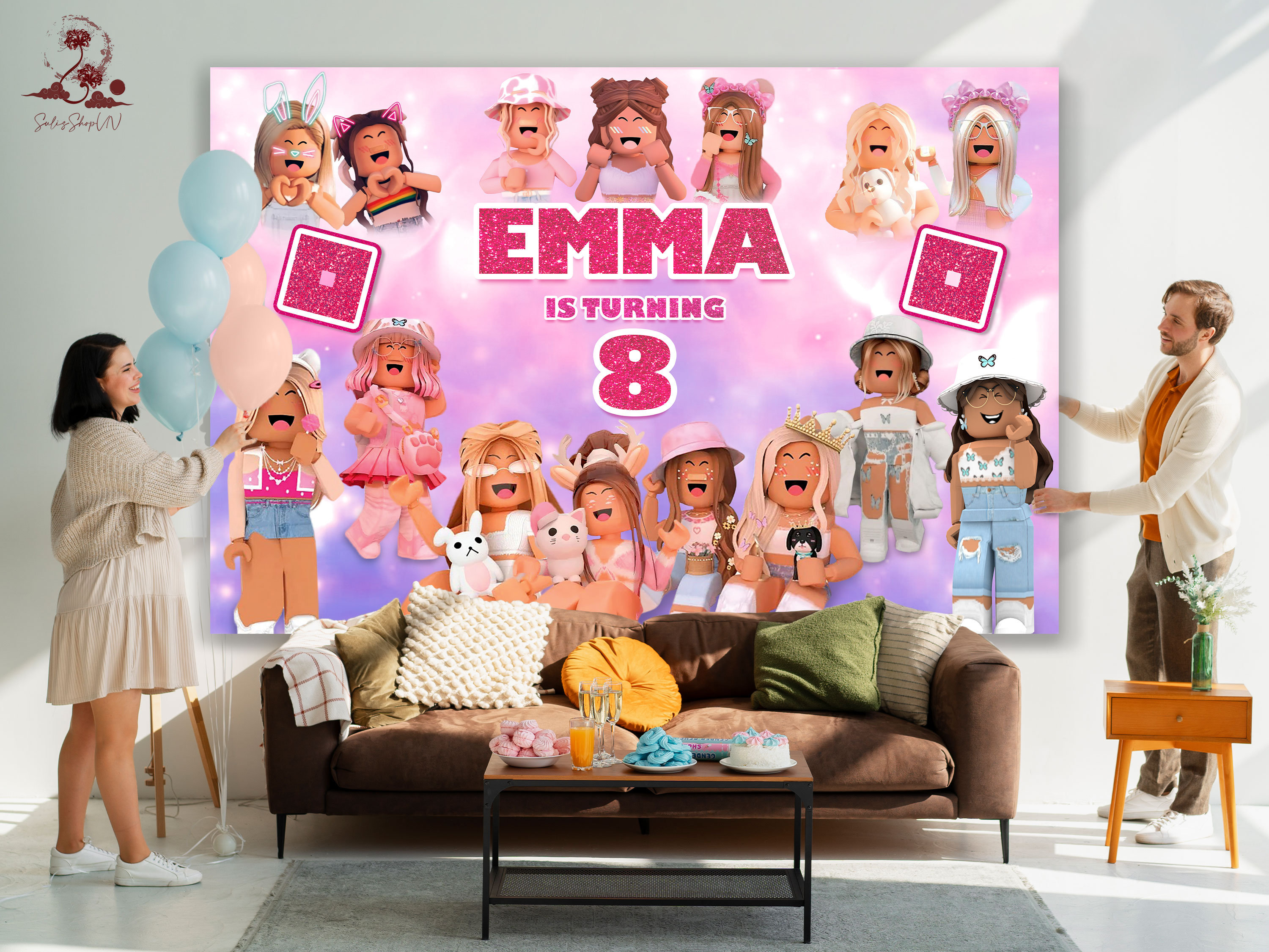 Birthday Backdrop Roblox Girl Theme, Roblox Girl Birthday Backdrop ...