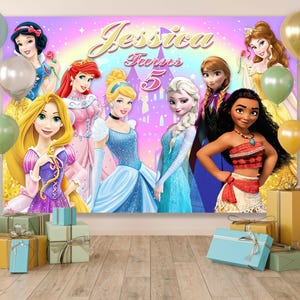 Sfondo per compleanno principessa, decorazioni per feste principessa, striscione per feste principessa, festa di compleanno principessa, decorazioni principessa (download digitale)