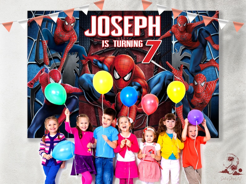 Telón de fondo de cumpleaños de Spiderman, fiesta de cumpleaños de Spiderman, decoración de fiesta de Spiderman, decoración de cumpleaños de Spiderman, decoración de fiesta de Spiderman imagen 5