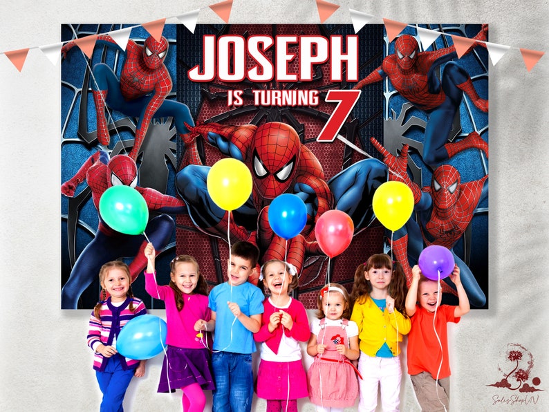 Tło urodzinowe Spidermana, przyjęcie urodzinowe Spidermana, dekoracje na przyjęcie Spidermana, dekoracja urodzinowa Spidermana, dekoracja na przyjęcie Spidermana zdjęcie 5