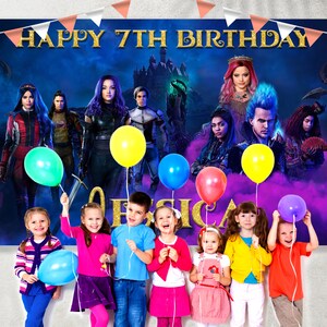 Descendants 3 Birthday Backdrop, Descendants 3 Birthday Banner