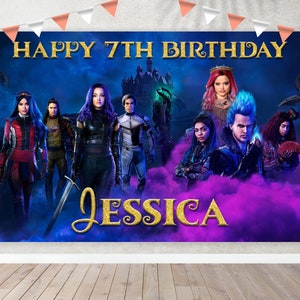 Descendants 3 Birthday Backdrop, Descendants 3 Birthday Banner