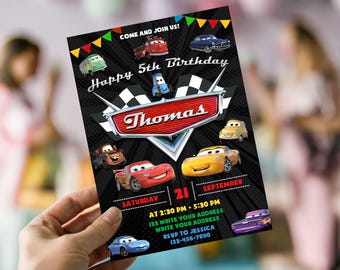 Cars Birthday Invitation, Lightning McQueen Birthday Party Invitation, Cars Birthday Party Invitation, Cars Lightning Birthday Invite