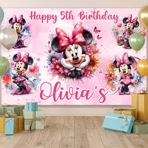 Minnie Mouse Birthday Backdrop, Minnie Mouse Backdrop, Minnie Mouse Birthday Banner, Minnie Mouse Party Decor, Minnie Mouse Birthday Party