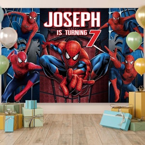 Sfondo di compleanno di Spiderman, festa di compleanno di Spiderman, decorazioni per feste di Spiderman, decorazioni di compleanno di Spiderman, decorazioni per feste di Spiderman immagine 1