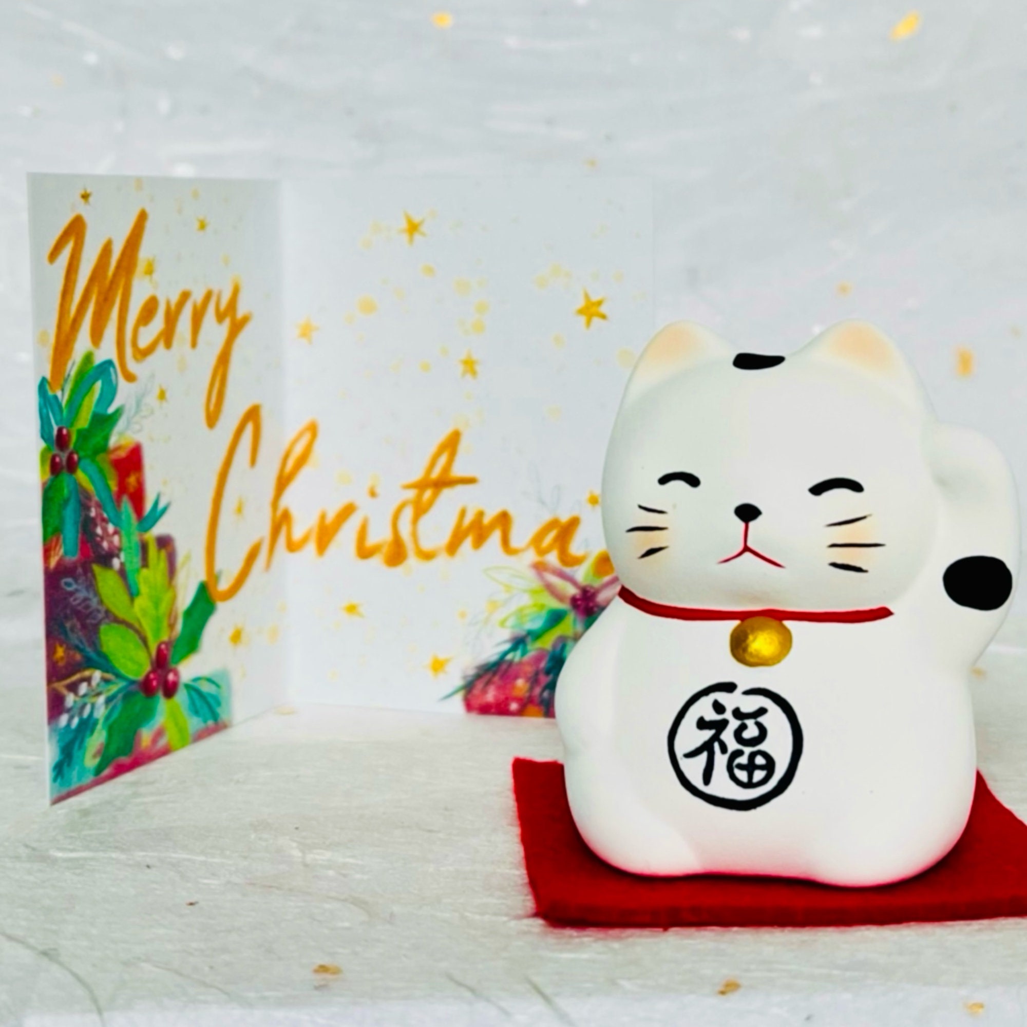 Cute Japanese Maneki Neko Small White Lucky Cat White for Good