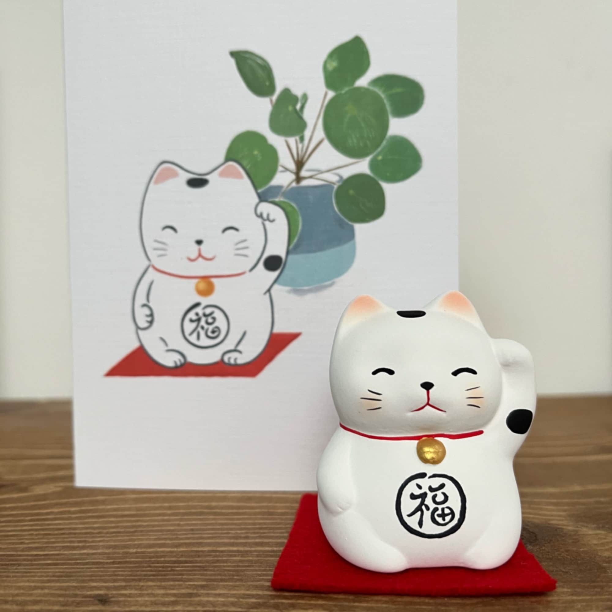 Cute Japanese Maneki Neko Small White Lucky Cat White for Good