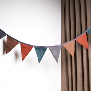 Linen bunting banner for kids room, flag garland for a party, flag garland for tent, wall decoration for kids room, wall decor for nursery