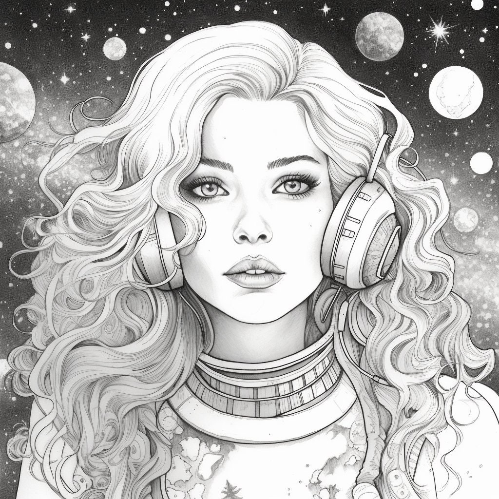 Detailed Anime Coloring Pages, Galaxy Themed Fantasy Designs, Adults or