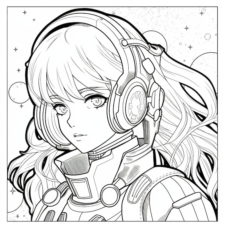 Detailed Anime Coloring Pages, Galaxy Themed Fantasy Designs, Adults or ...