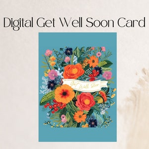 Druckbare Get Well Soon Karte, digitaler Download, schnelle Genesung, florale Beileidskarte
