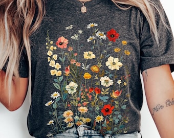 Vintage Wildflower T-Shirt: Cottagecore Floral Tee