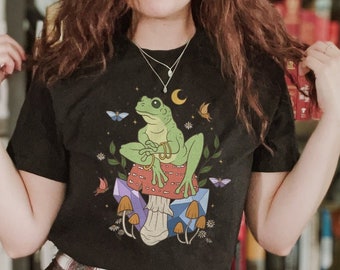 Frosch Pilz T-Shirt: Dunkles Cottagecore Mystic Fairycore T-Shirt