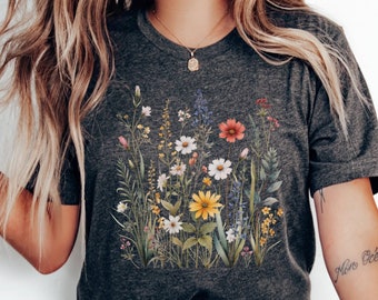 Wildblumen T-Shirt, Wildblumenwiese Cottagecore Ästhetisches Shirt, Garten T-Shirt, Geschenk für sie TShirt, Naturliebhaber Shirt