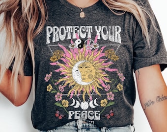 Protect Your Peace T-Shirt: Boho Christian Vintage Style