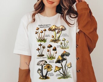 Camiseta vintage de micología: camiseta cottagecore con hongos alucinógenos