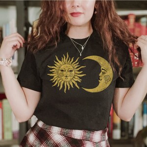 Vintage Sun and Moon Face Shirt: Celestial Goblincore Tee