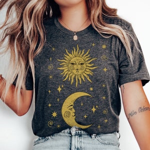 Vintage Sun Moon Stars Shirt: Celestial Whimsigoth Tee