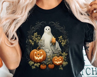 Vintage Ghost T-Shirt, Spooky Season, Cottagecore Halloween Tee