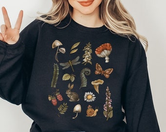Sudadera vintage del Bosque Encantado: jersey con diseño de setas estilo cottagecore