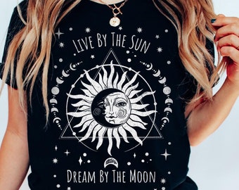 Live by the Sun T-Shirt, Dream by the Moon, Celestial Whimsigoth Tee