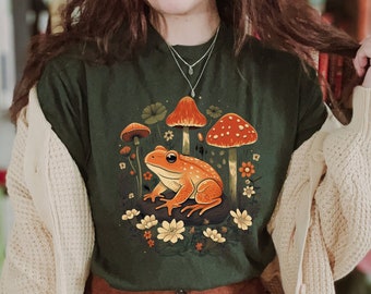 Maglietta con rana e fungo: Maglietta con fata Goblincore Cottagecore