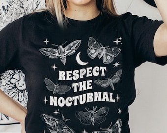 Respect The Nocturnal Moth T-Shirt: Whimsigoth Witchy Tee