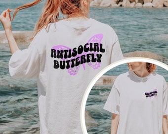 Antisocial Butterfly T-Shirt: Comfort Colors Heavyweight Retro Moth Tee
