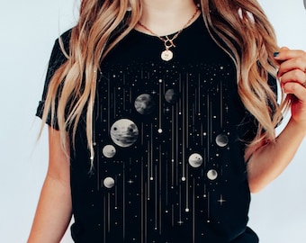 Cosmic Moon and Stars T-Shirt: Boho Celestial Galaxy Tee