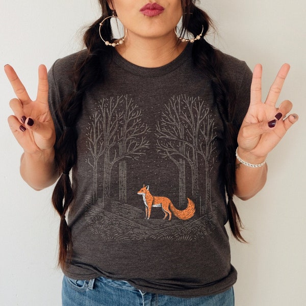 Folklore Fox in the Woods Shirt, Forestcore Fox TShirt, Dark Enchanted Forest T-Shirt, Woodland Animal Tee, Witch Shirt Fairy Grunge Tee