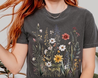 Wildflower Meadow T-Shirt: Boho Comfort Colors Floral Garden Tee