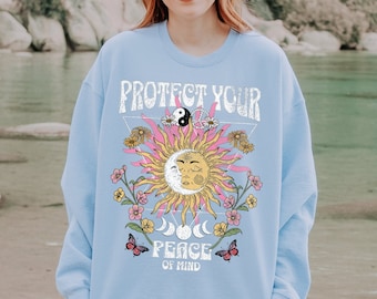 Protect Your Peace Sweatshirt: Boho Christian Pullover