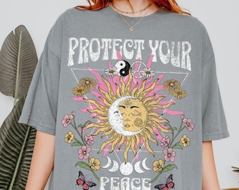 Protect Your Peace T-Shirt, Motivational Boho Tee, Vintage Grunge Shirt