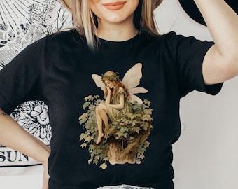 Vintage Garden Fairy T-Shirt, Fairycore Cottagecore Tee, Enchanted Forest Shirt