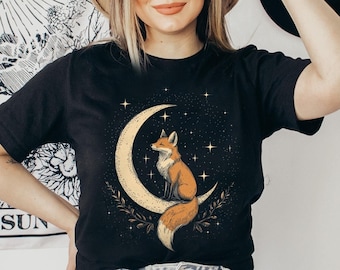 Cosmic Fox T-Shirt: Vintage Boho Celestial Dreamer Tee