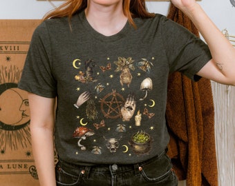 Camiseta vintage de bruja del bosque: Herbología, camiseta de Halloween de Salem