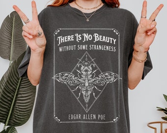 Edgar Allan Poe Moth Comfort Colors Tee, Dark Academia Shirt