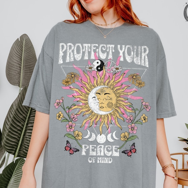 Protect Your Peace Shirt, Comfort Colors Heavy Tee, Boho Shirt, Gift for Teen, Christian Shirt, Vintage T-Shirt, Hippie TShirt, Retro Shirt
