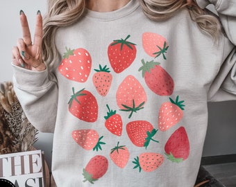Moletom de Morango: Moletom Cottagecore Retro para Amantes de Frutas