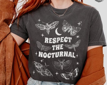 Respect The Nocturnal T-Shirt: Whimsigoth Moth Tee, Dark Academia