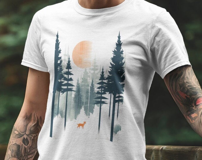 Outdoor Hiking Shirt, Forest TShirt, Fox T Shirt, Wildlife Shirt, Wanderlust Tee, Bushcraft Shirt, Adventure Shirt, Gift for Nature Lover