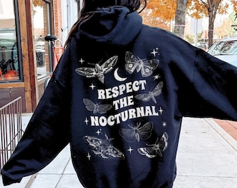Moth Back Print Hoodie, Whimsigoth Night Creature Sweatshirt