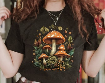 Cottagecore Magic Mushroom TShirt, Nature Lover Shirt, Aesthetic T-Shirt, Goblincore Tee, Forestcore Top, Fairy Grunge Shirt Gift for her