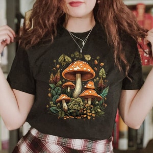 Cottagecore Magic Mushroom TShirt, Nature Lover Shirt, Aesthetic T-Shirt, Goblincore Tee, Forestcore Top, Fairy Grunge Shirt Gift for her