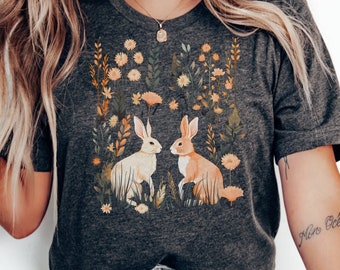 Rabbits TShirt, Cottagecore T Shirt, Fairycore Shirt, Vintage, Goblincore Shirt, Witchy, Bunny Tee, Sweet Bunnies, Forestcore, Dark Academia